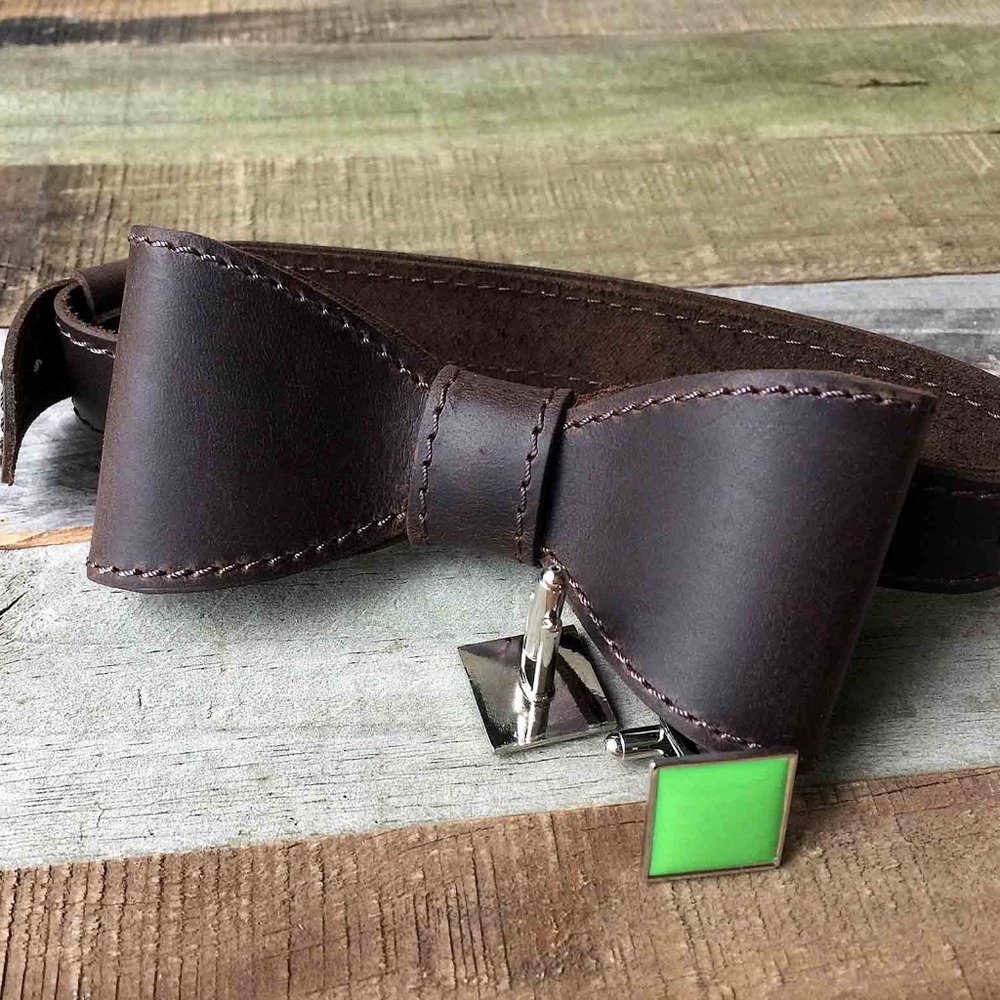 Men's Leather Bow Tie - Picture 6 of 8